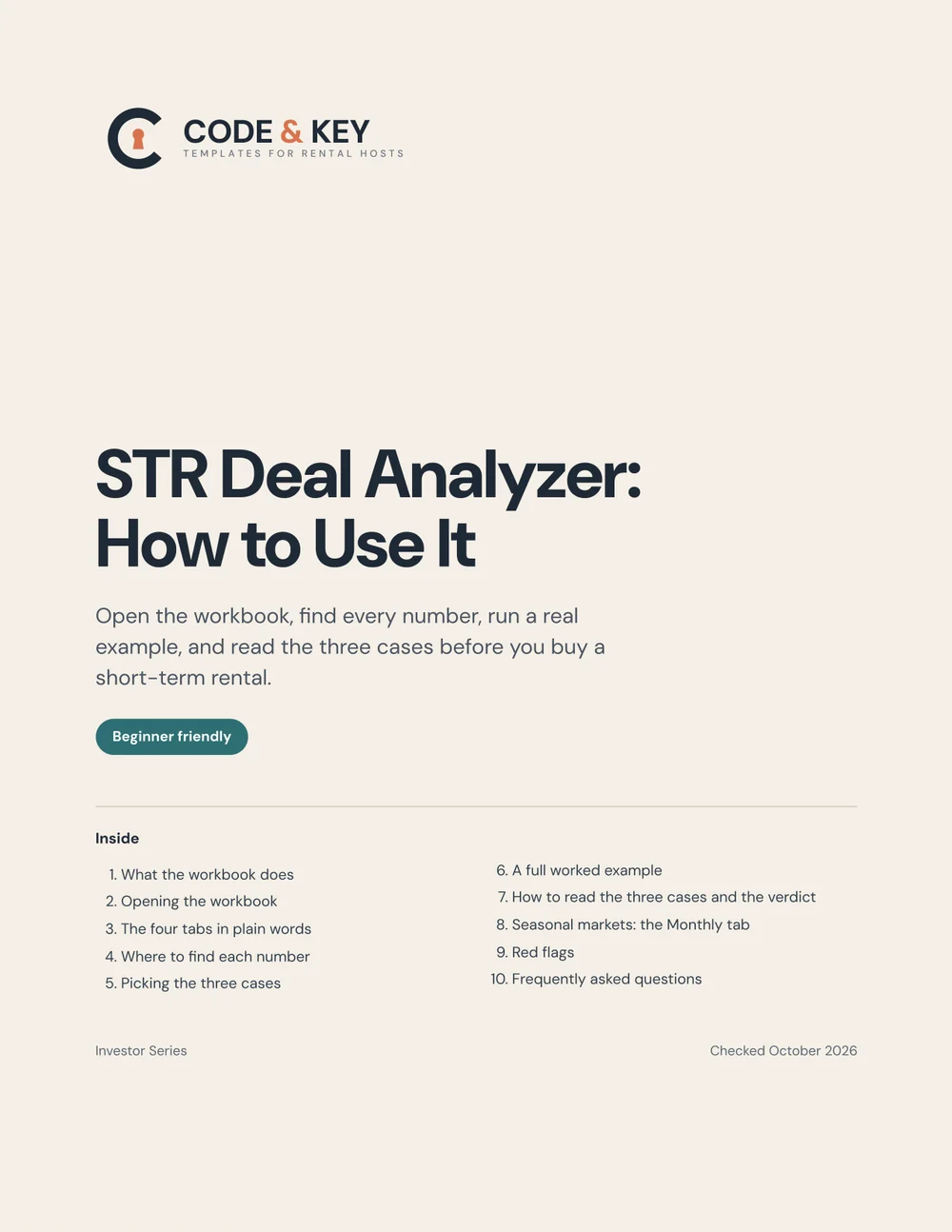 STR Deal Analyzer: guide cover