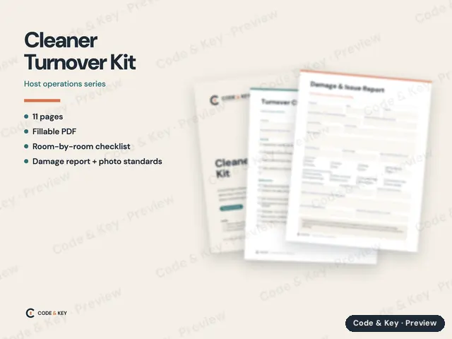 Cleaner Turnover Kit: cover and sample pages