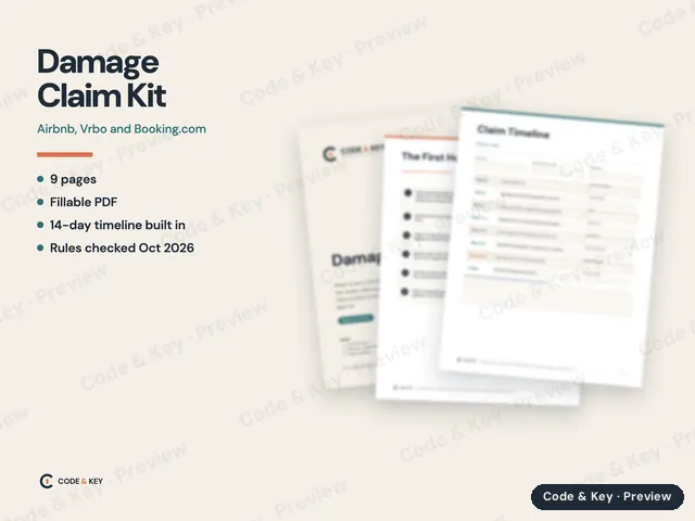 Damage Claim Kit: cover and sample pages