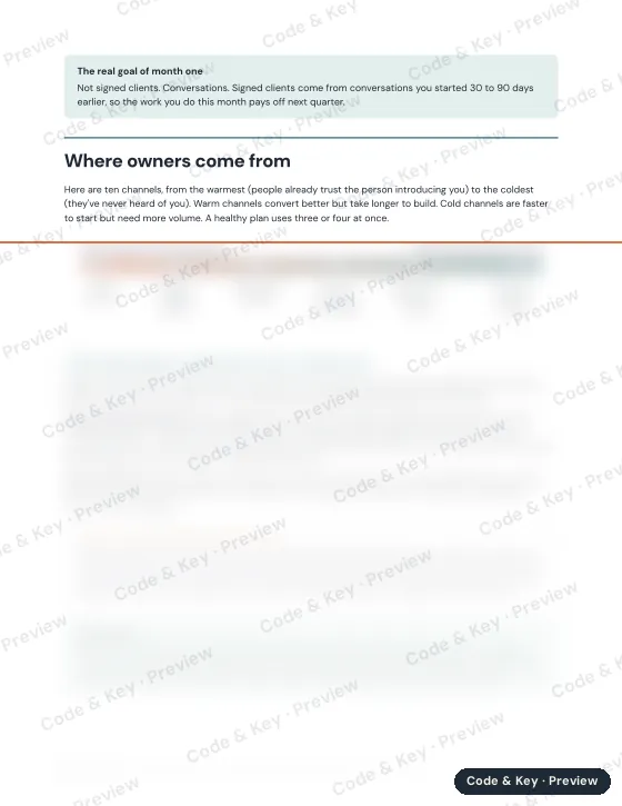 Preview of the where owners come from page: the heading is readable and the rest is blurred