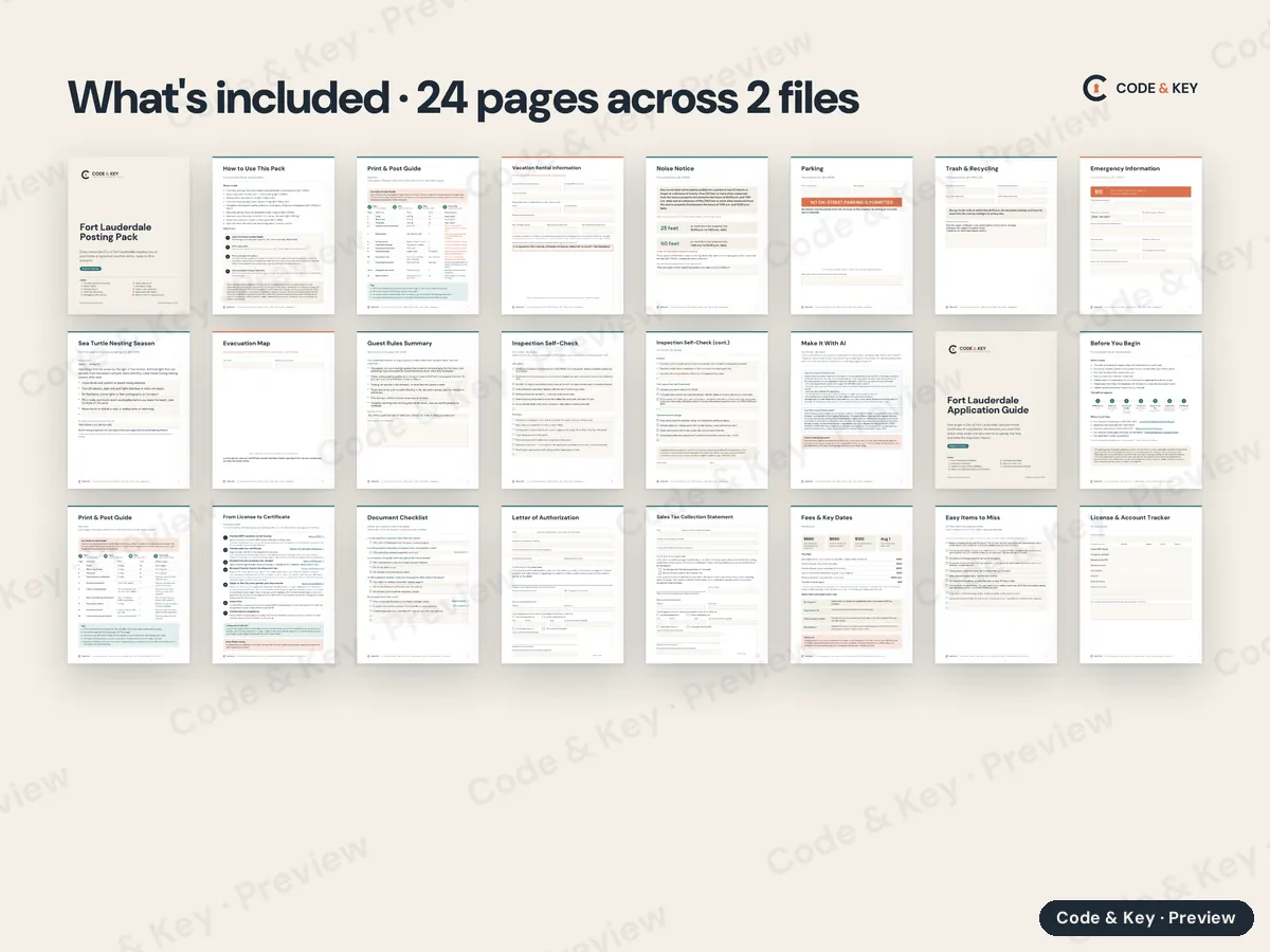 Every page of Fort Lauderdale Vacation Rental Bundle, shown small and labeled