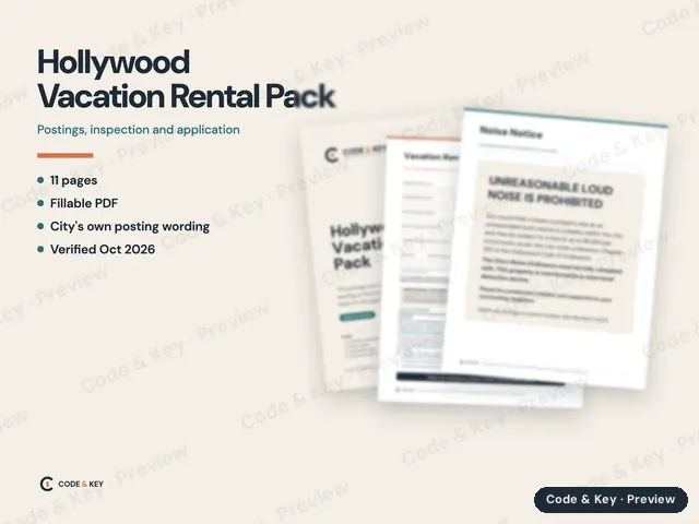 Hollywood Vacation Rental Pack: cover and sample pages