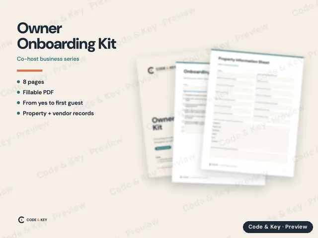 Owner Onboarding Kit: cover and sample pages