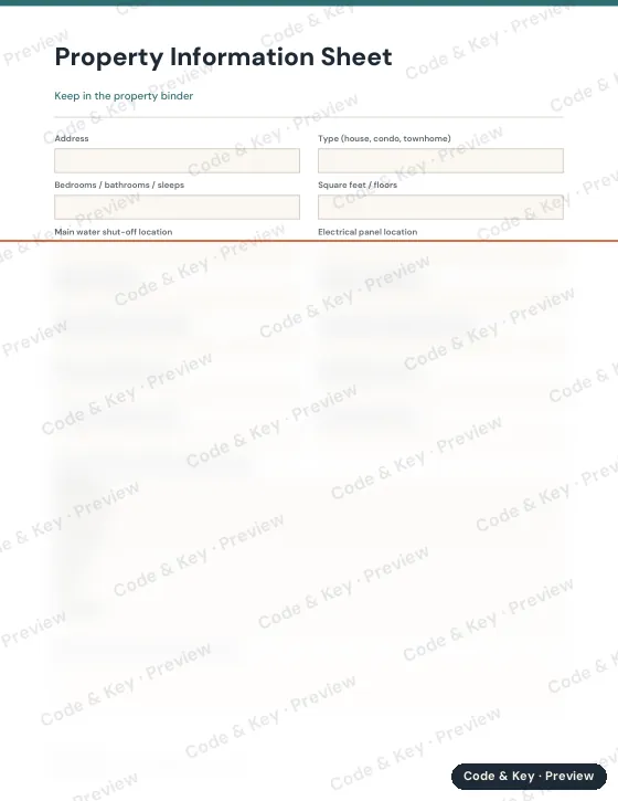 Preview of the property information page: the heading is readable and the rest is blurred