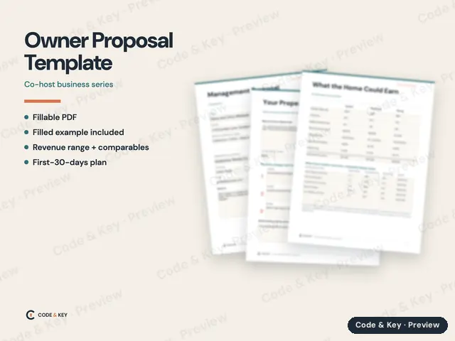 Owner Proposal Template: cover and sample pages