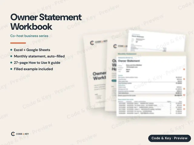 Owner Statement Workbook: cover and sample pages