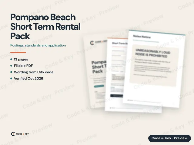 Pompano Beach Short Term Rental Pack: cover and sample pages