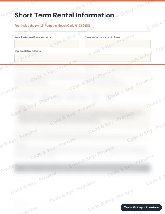 Preview of the information sheet page: the heading is readable and the rest is blurred
