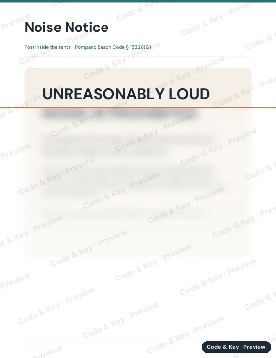 Preview of the noise notice page: the heading is readable and the rest is blurred