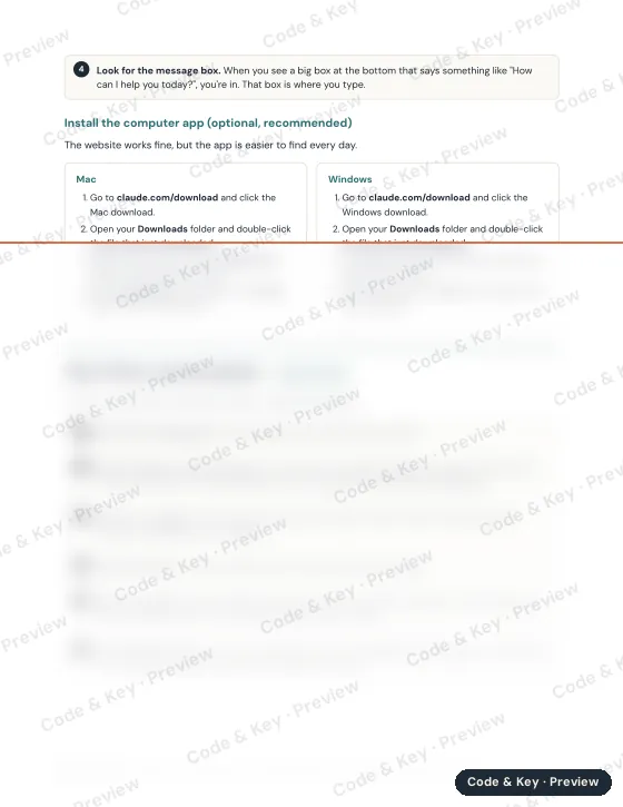 Preview of the your first chat page: the heading is readable and the rest is blurred